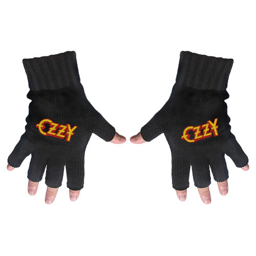 Ozzy Osbourne Fingerless Knit Gloves Black
