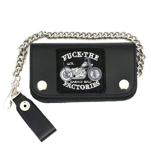 Lucky 13 Felon Garage Built Leather Chain Wallet Black