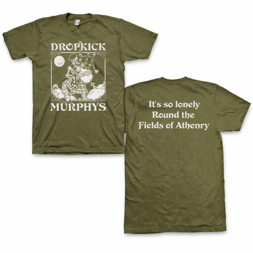 Dropkick Murphys Skelly Piper T-Shirt Olive Green