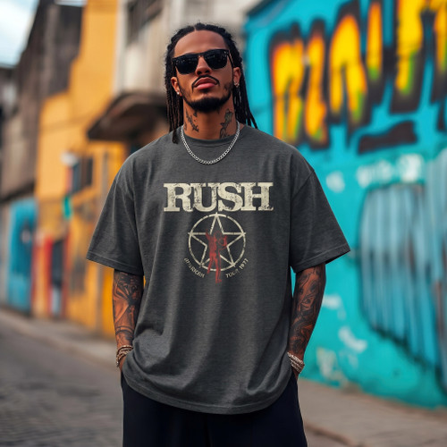 Rush Men's American Tour 1977 T-Shirt Gray