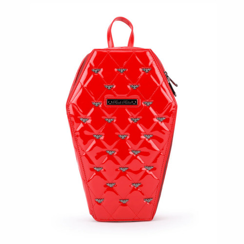 Rock Rebel Mina Bat Studded Coffin Backpack Vinyl Red