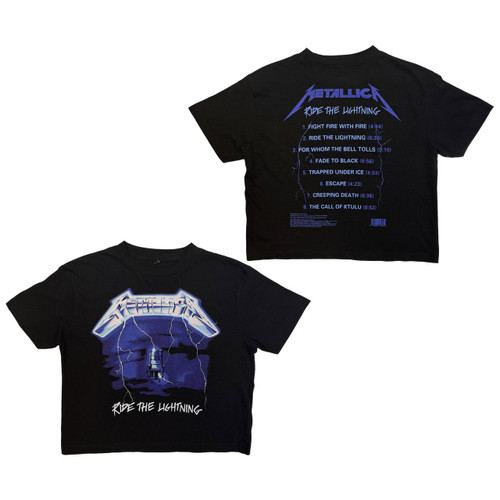Metallica Ride The Lightning Women's Crop Top T-Shirt Black