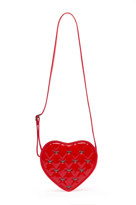 Rock Rebel Mina Bat Studded Heart Crossbody Bag Red