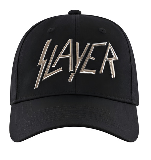 Slayer Sonic Silver Logo Snapback Baseball Hat Black