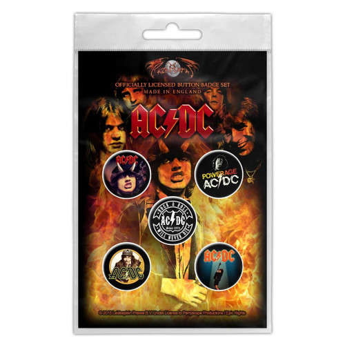 AC/DC Highway To Hell Button Badge 5 Piece Set Multicolor