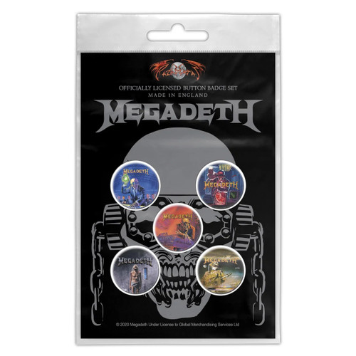 Megadeth Vic Rattlehead Button Badge 5 Piece Set Multicolor