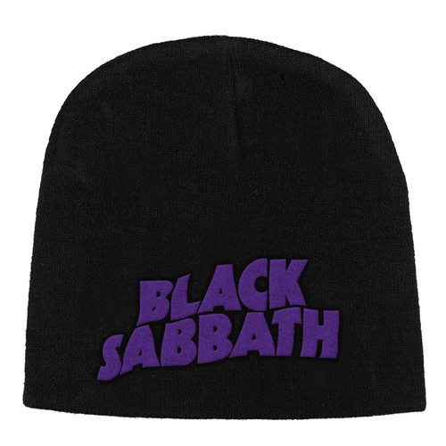 Black Sabbath Purple Logo Embroidered Beanie Black