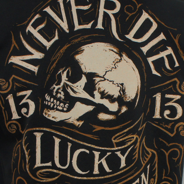 LUCKY 13 Never Die Jumbo Skull Logo T-Shirt - Merch2rock Alternative ...