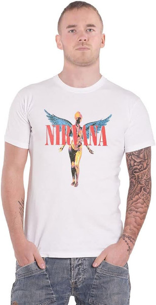 godselection nirvana TEE 白 L Nirvana Band Logo Angelic In Utero Men's Slim Fit T-Shirt