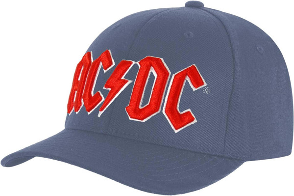 AC/DC Red Logo Hat Adjustable Denim Blue - Merch2rock Alternative Clothing