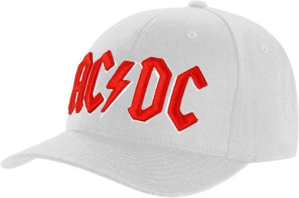 AC/DC Red Logo Hat Adjustable White - Merch2rock Alternative Clothing