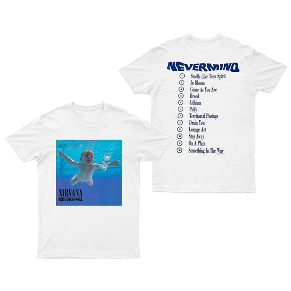 Nirvana Nevermind Front and Back Print T-Shirt White - Merch2rock