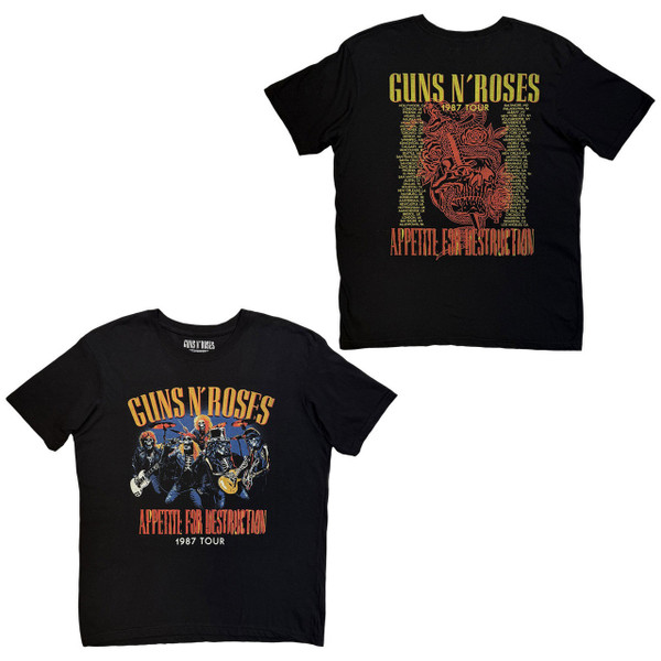 Guns N' Roses Men's Skeleton 1987 Tour T-Shirt Black - Merch2rock