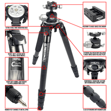 REKON Outdoor Gear™ CT-3HD Carbon Fiber Ambush™ Tripod with BH-3HD Ball Head and RTA2 Picatinny to Arca-Swiss Mount