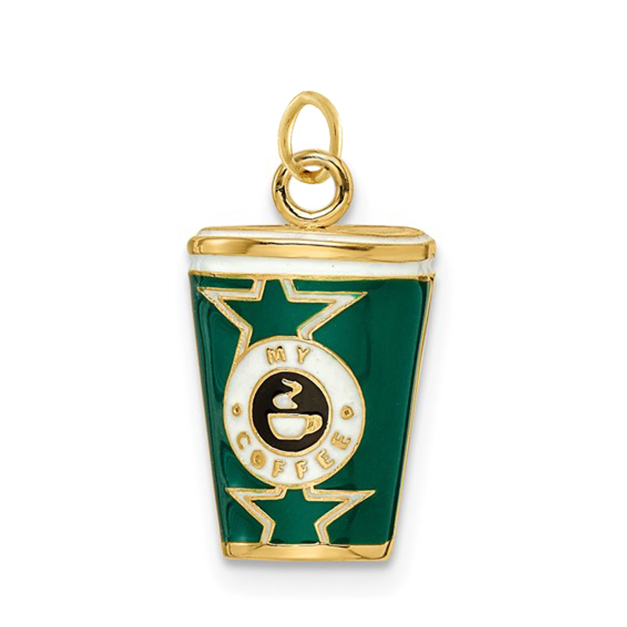 Enamel To-Go Coffee Cup 14K Gold Charm