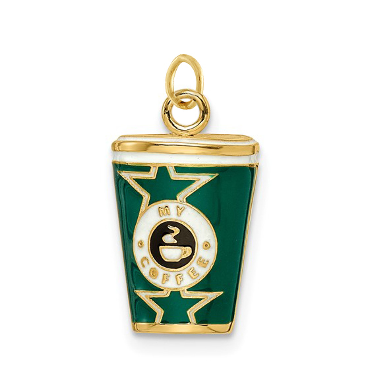 Coffee Mug 14K Gold Charm