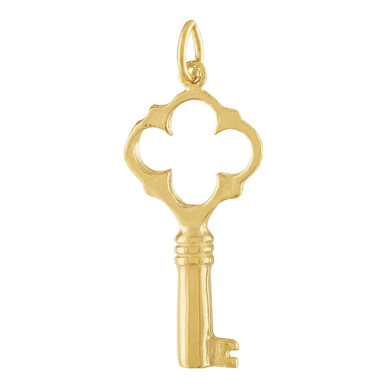 Quatrefoil Key 14K Gold Charm