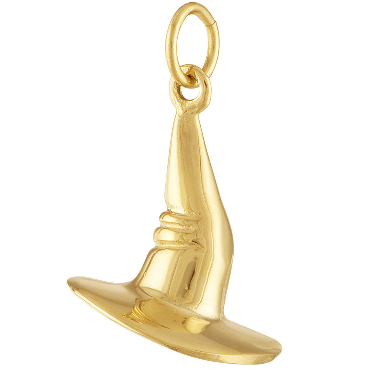 Witch Hat 14K Gold Charm, Halloween Charms