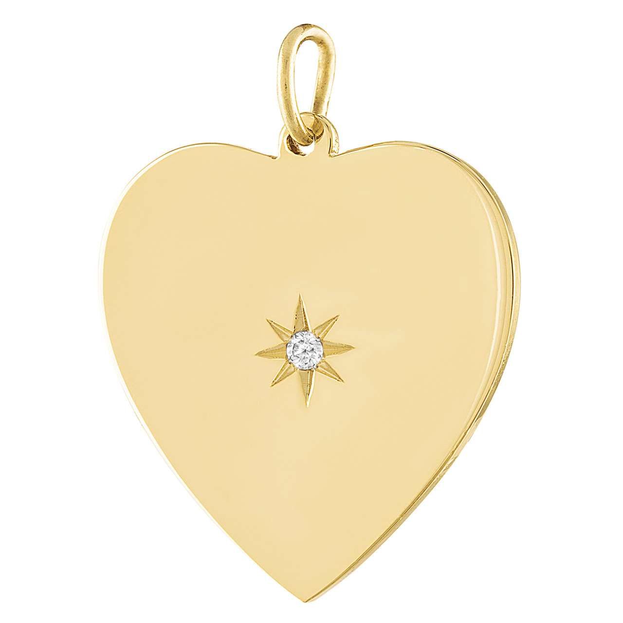 Heart with Diamond 14K Gold Charm