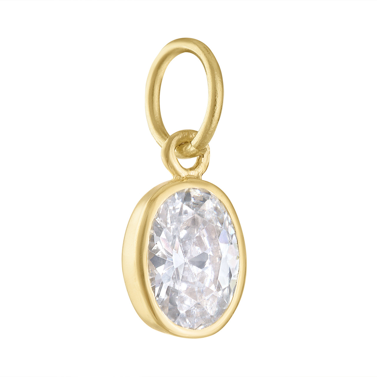 Single Birthstone - April CZ 14K Gold Charm