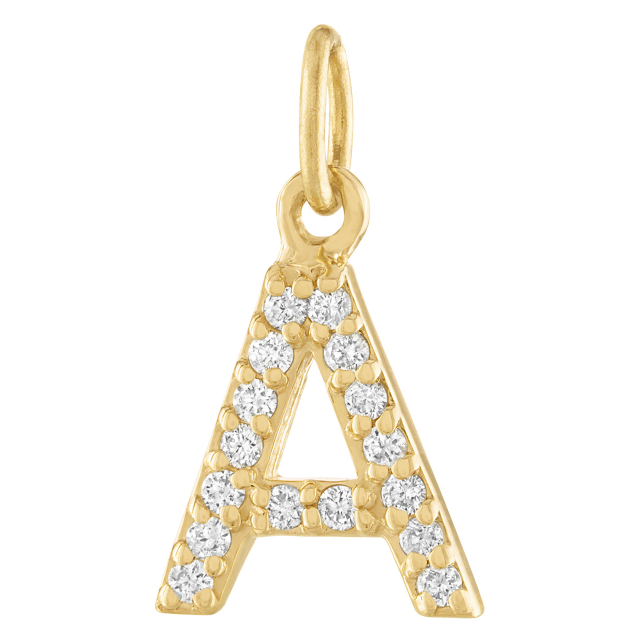 Diamond Pave Letter Charm 14K Yellow Gold / 9mm by Baby Gold - Shop Custom Gold Jewelry
