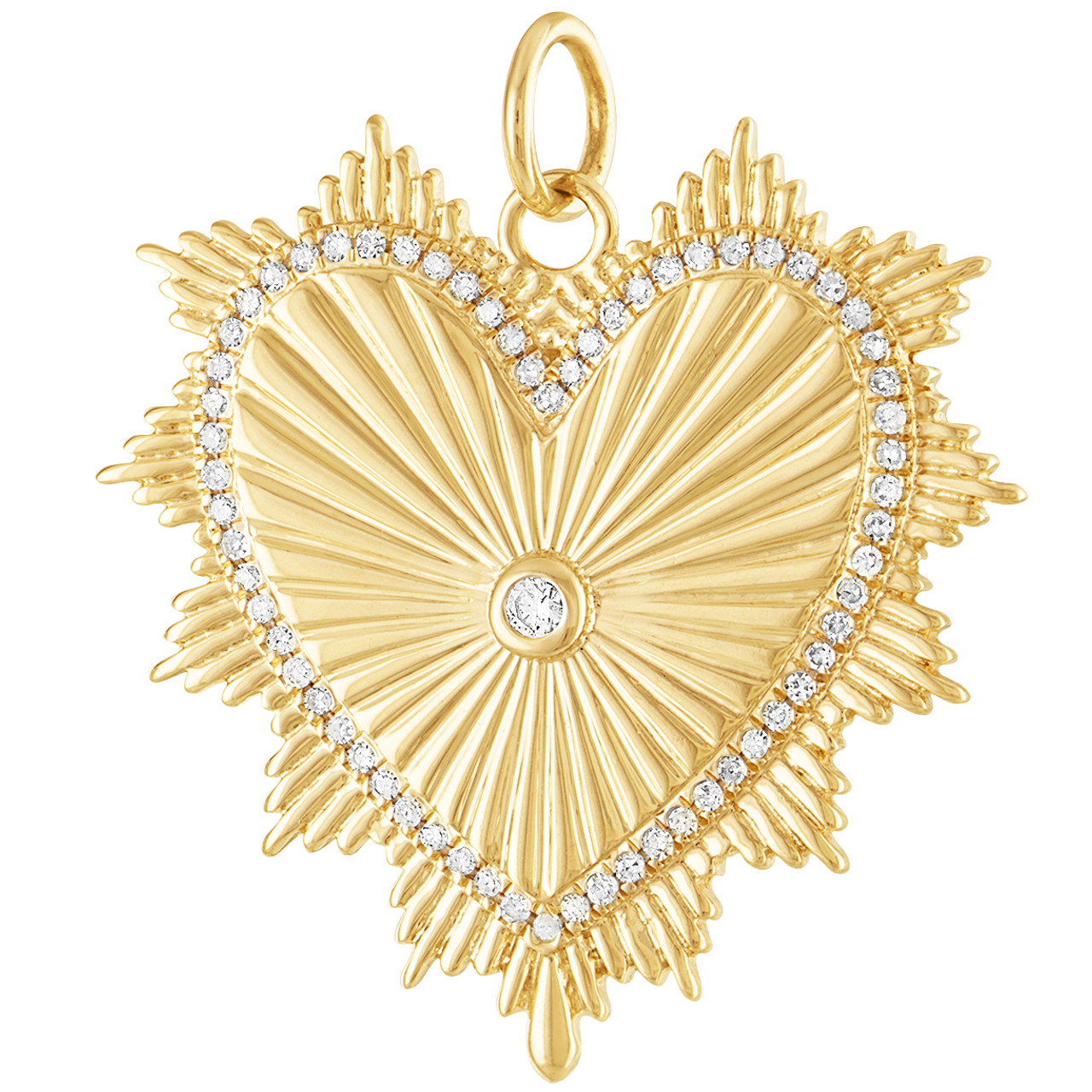Vintage Diamond Puffy Heart 14K Gold Charm