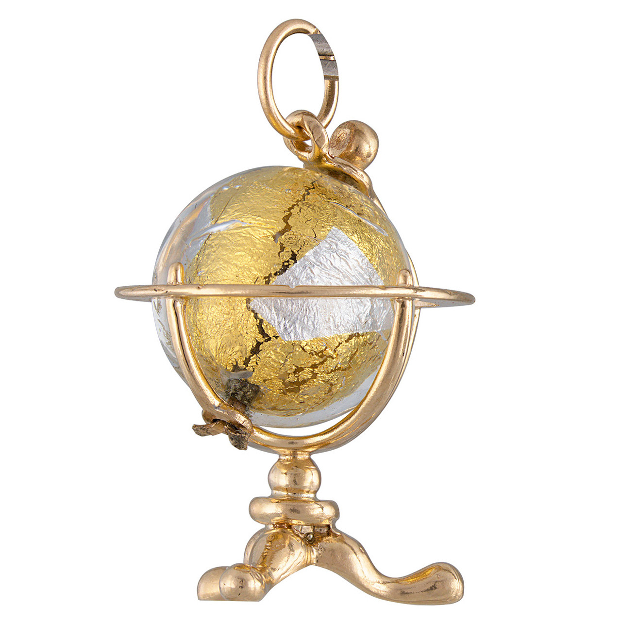 Vintage Classic Globe 18K Gold Charm, Globe Charms