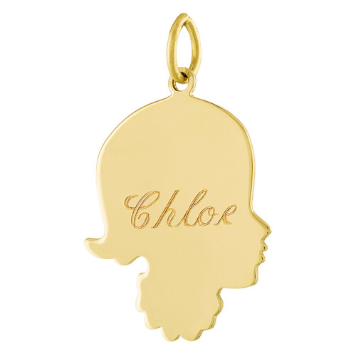 Classic Silhouette Girl 14K Engravable Gold Charm