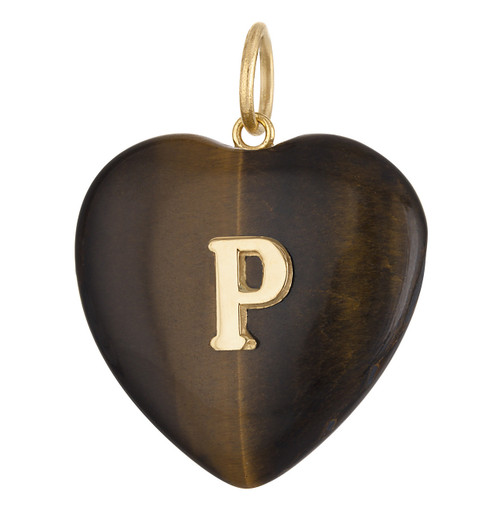 Vintage Tigers Eye Letter "P" 14k Gold Charm Vintage Tigers Eye Letter "P" 14k Gold Charm