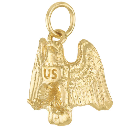 Bald Eagle "US" 14k Gold Charm