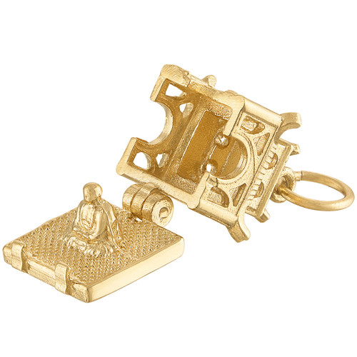 Asian Pagoda Engravable 14K Gold Charm