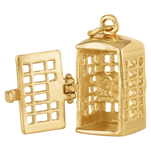 London Phone Booth 14K Gold Movable Charm
