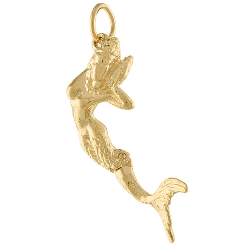 Vintage Mermaid with Moving Tail 14k Gold Charm