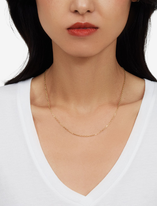 "Lydia" Oblong 14k Gold Charm Necklace