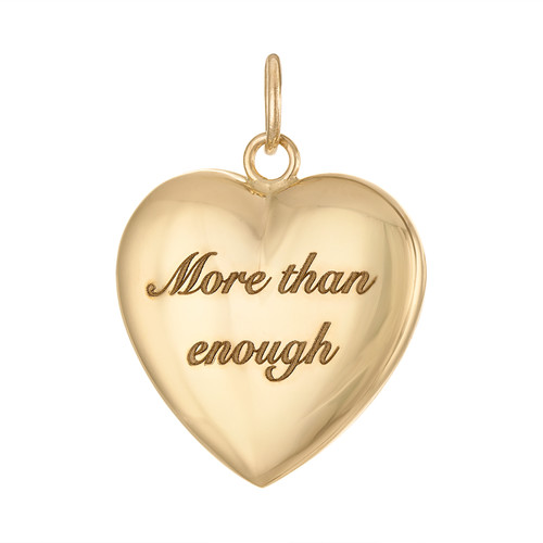 Engravable Puffy Heart 14K Gold Charm