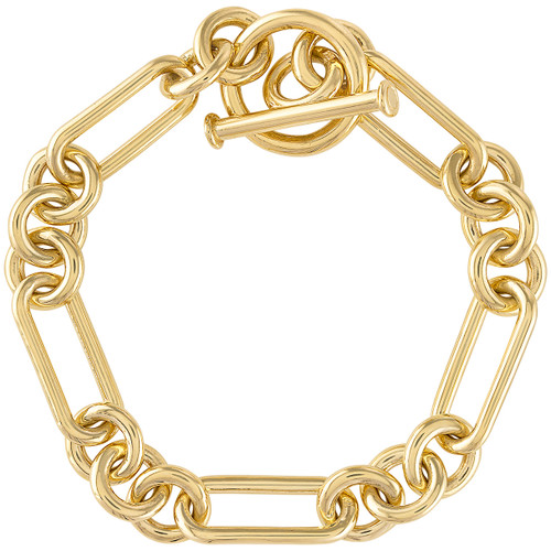 Estate 14K Yellow Gold Double Link Charm Bracelet