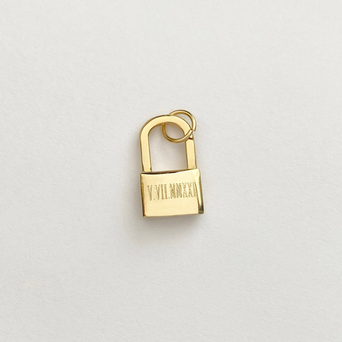 14K Yellow Gold Charm Lock S Shape Gold Spring Lock Woman 