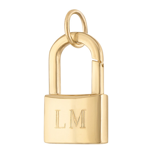 Engravable Love Lock 14K Gold Charm