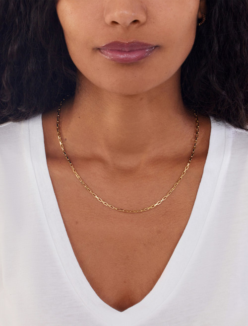 Mejuri 14K Yellow Gold Paperclip Chain Charm Necklace