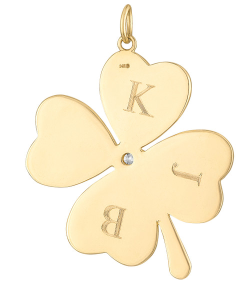 Large Diamond Clover 14k Gold Charm