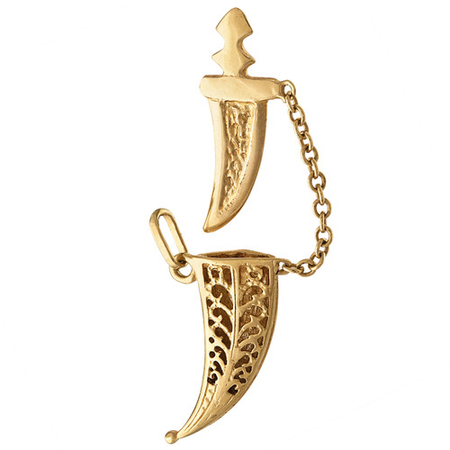 Vintage Moveable Dagger 18k Gold Charm