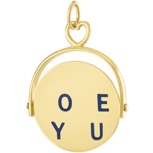 Enamel "I Love You" Spinner 18K Gold Charm