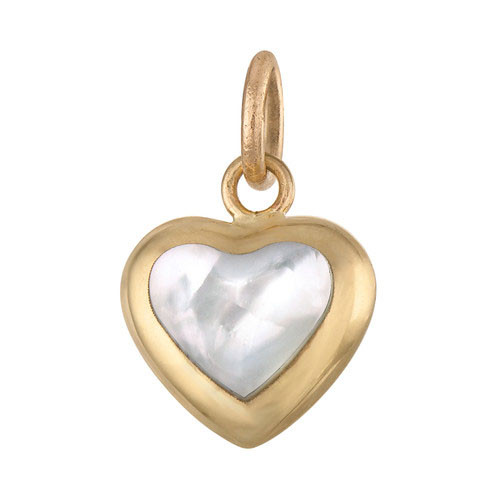 Mother of Pearl Heart 14K Gold Charm | Baby Charms |Love