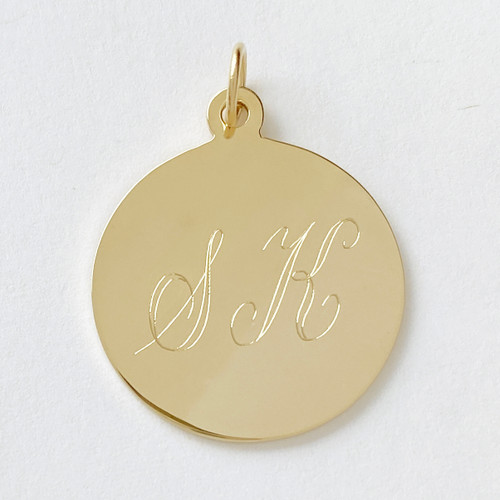 Vintage Larger Monogram Disc 14K Gold Charm