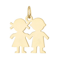 Twin Girl & Boy 14K Gold Charm