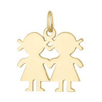 Twin Girls 14K Gold Charm