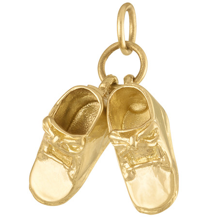 Baby Shoes 14K Gold Charm | Engravable Charms | New Mom & Baby Charms