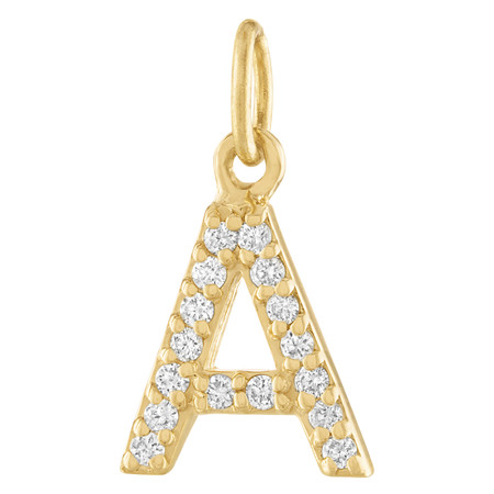 Diamond Initial 14K Gold Charm | Custom Charms | Letter & Number Charms