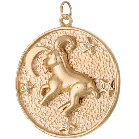 Capricorn charms | Gold Vintage bracelet charm 14k Capricorn | Capricorn Charm