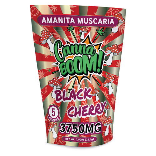 Amanita Shroom Gummies – canna boom amanita mushroom gummies black cherry bag